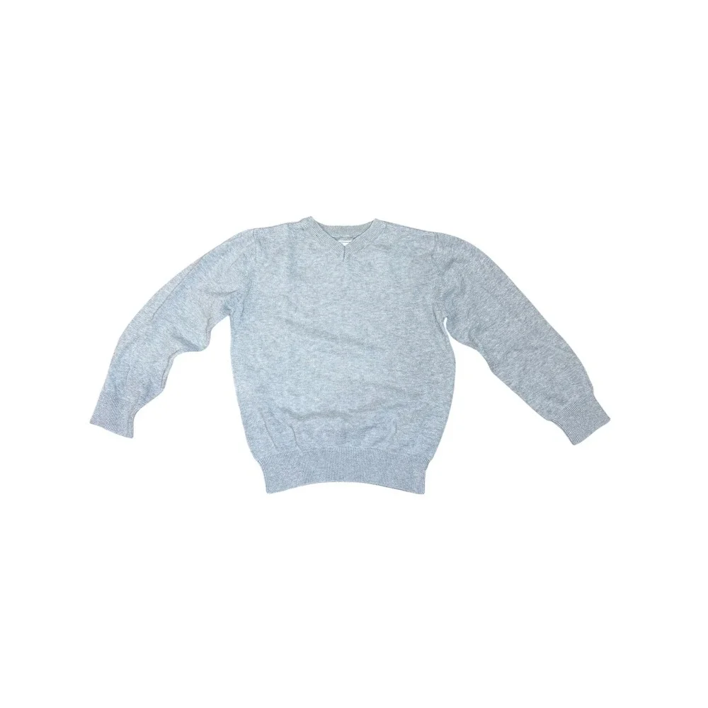 The Children's Place Sweater Kids S 5/6 V-Neck Pullover Gray Cotton Knit Basic